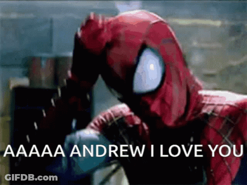 A Spider-Man Is Holding His Hand To His Forehead And Saying I Love You . GIF