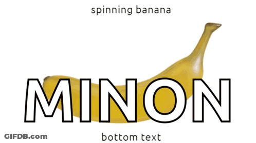 A Spinning Banana With The Word Minon On The Bottom GIF