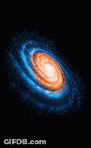 A Spiral Galaxy With A Blue And Orange Swirl GIF