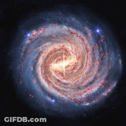 A Spiral Galaxy With A Bright Star In The Middle GIF