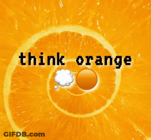 A Spiral Of Oranges With The Words Think Orange Written On It GIF