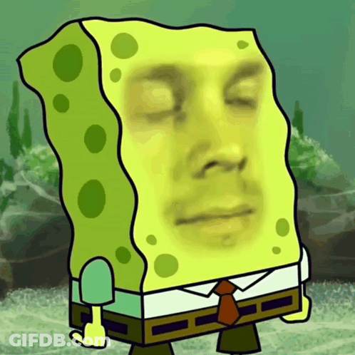 A Spongebob Squarepants Cartoon Character With A Man 'S Face On It GIF