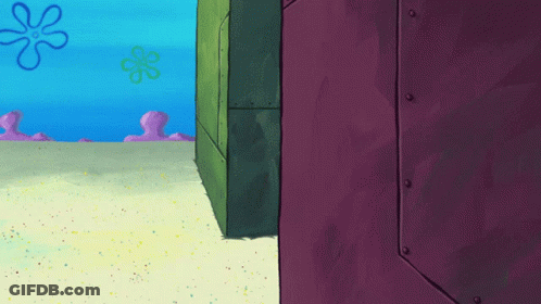 A Spongebob Squarepants Cartoon With A Purple Wall GIF