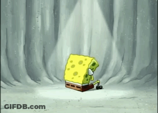 A Spongebob Squarepants Character Is Sitting In The Snow . GIF