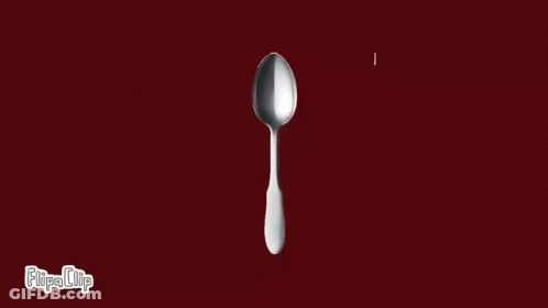 A Spoon On A Red Background With The Words " Coming Spoon " GIF