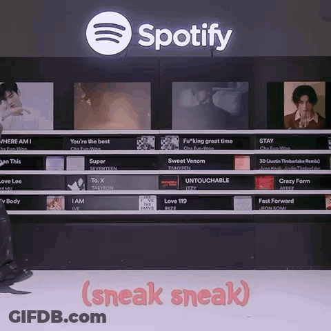 A Spotify App Is Displayed On A Shelf GIF