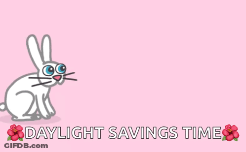 A Spring Forward Daylight Savings Time Advertisement With A Rabbit GIF