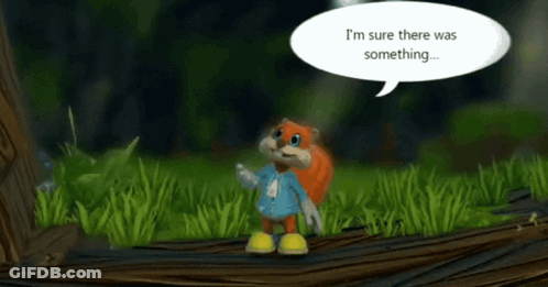 A Squirrel With A Speech Bubble That Says " I 'M Sure There Was Something " GIF