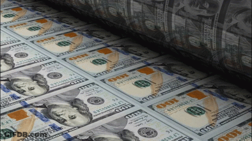 A Stack Of 100 Dollar Bills Being Printed GIF