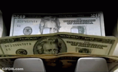 A Stack Of 20 Dollar Bills Sitting On Top Of Each Other GIF