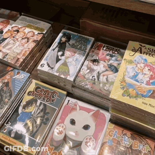 A Stack Of Books With One That Says Case C Closed On It GIF