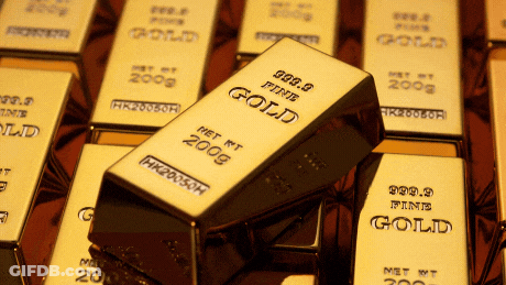 A Stack Of Gold Bars Including One From 2008 GIF