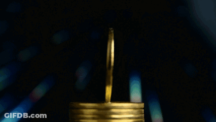 A Stack Of Gold Coins With The Words Btc Moneytalks On The Bottom GIF