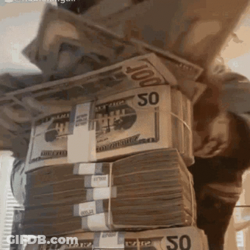 A Stack Of Hundred Dollar Bills Stacked On Top Of A Stack Of Fifty Dollar Bills GIF