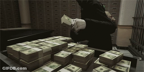A Stack Of Money With The Word Money Written On It GIF