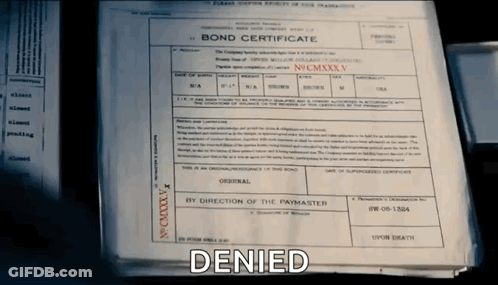 A Stack Of Papers With The Word Denied On It GIF