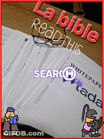 A Stack Of Papers With The Words La Bible Read This On Top GIF