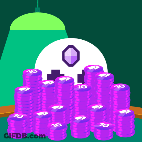 A Stack Of Purple Coins With The Number 10 On It GIF