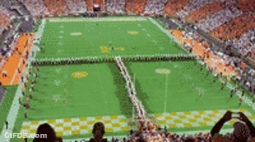 A Stadium Full Of People Watching A Football Game With The Letters Tn On The Field GIF