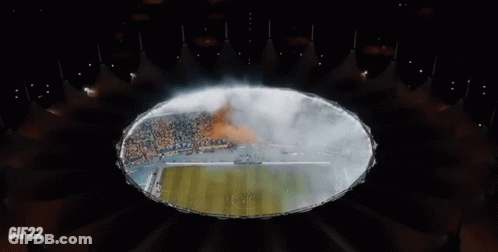 A Stadium Full Of People With A Banner That Says ' Nas ' On It GIF