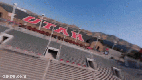 A Stadium With A Banner That Says Utah GIF