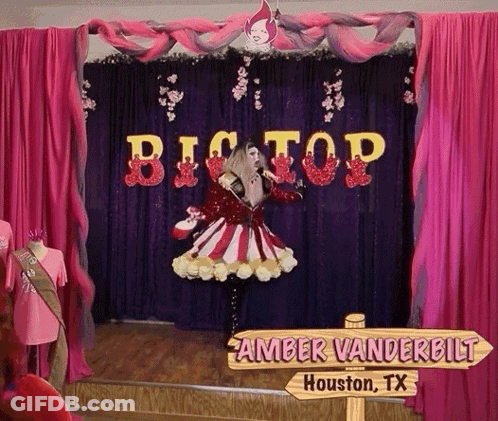 A Stage With A Sign That Says Amber Vanderbilt Houston Tx On It GIF