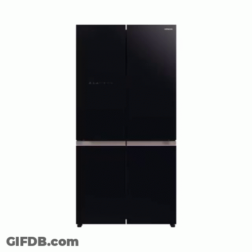 A Stainless Steel Refrigerator With The Doors Open And Filled With Food . GIF