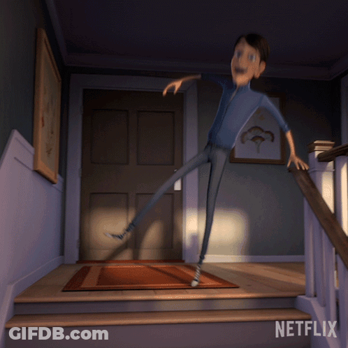 A Staircase With A Netflix Logo On The Bottom GIF