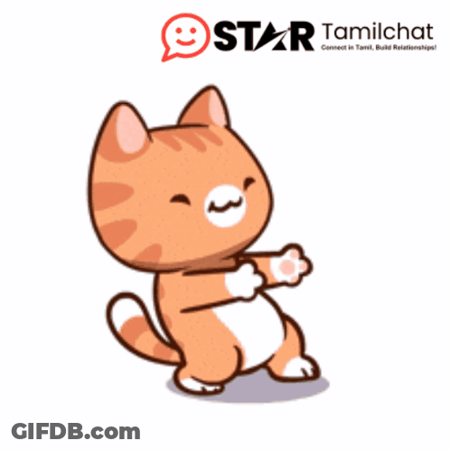 A Star Tamilchat Logo With A Cartoon Cat GIF