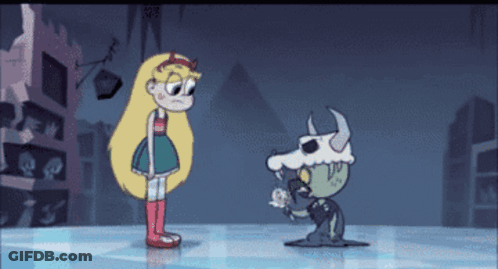 A Star Vs The Forces Of Evil Cartoon Character Standing Next To A Zombie GIF