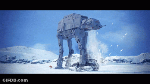 A Star Wars At At Walker In A Snowy Field GIF