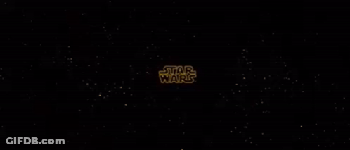 A Star Wars Logo Is Displayed On A Dark Background GIF