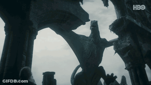 A Statue Of A Dragon With The Word Hbo On The Bottom Right GIF