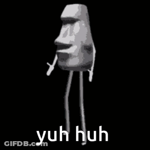 A Statue Of A Face With Arms And Legs Is Dancing In A Black Background . GIF