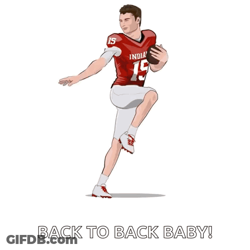 A Statue Of A Football Player With The Words Back To Back Baby Behind Him GIF