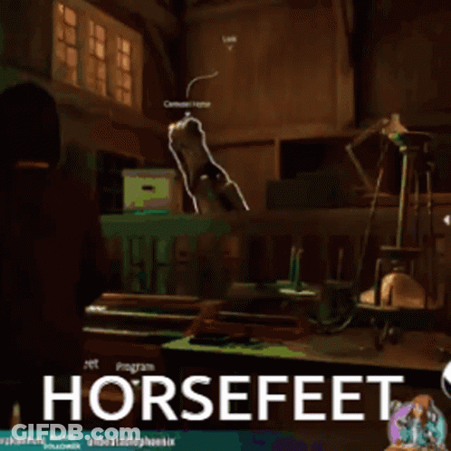 A Statue Of A Horse With The Word Horsefeet On It GIF