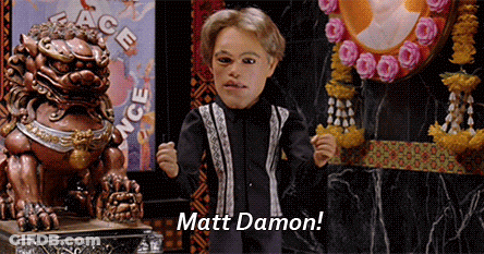 A Statue Of A Lion With The Words Matt Damon Written On It GIF