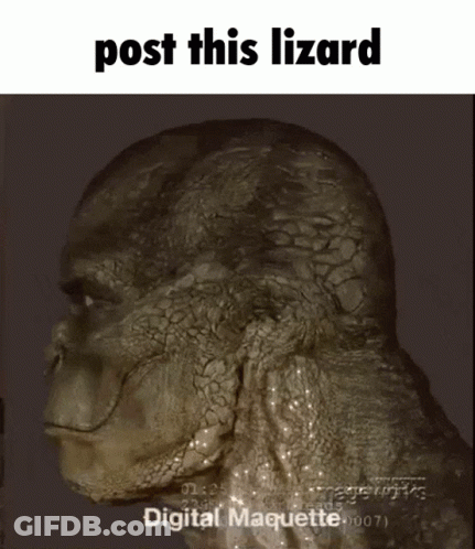 A Statue Of A Lizard With The Caption Post This Lizard Digital Maquette GIF