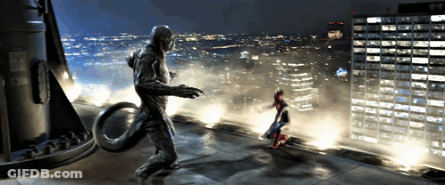 A Statue Of A Man And A Lizard On A Rooftop GIF