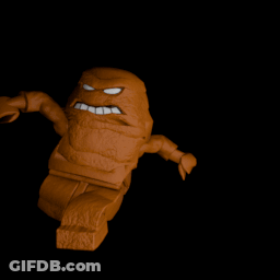 A Statue Of A Man 'S Arm With A Hammer On It GIF