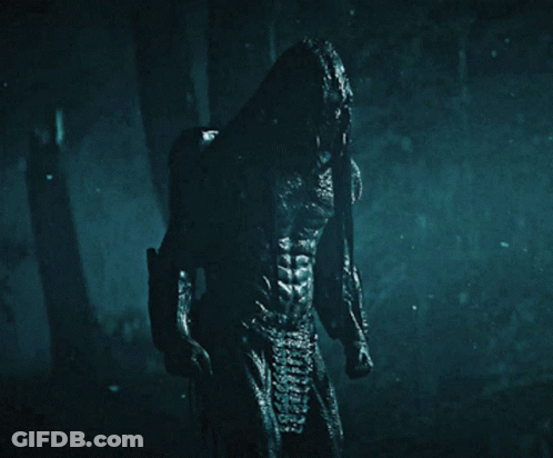 A Statue Of A Man With A Hood Is In The Dark GIF