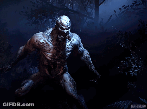 A Statue Of A Monster With Tafferling Written Below It GIF