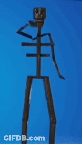 Skeleton Statue Against Blue Background GIF