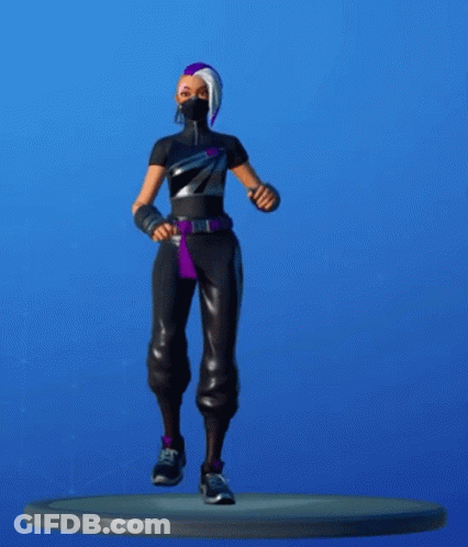 A Statue Of Drift From Fortnite Is Dancing On A Platform . GIF