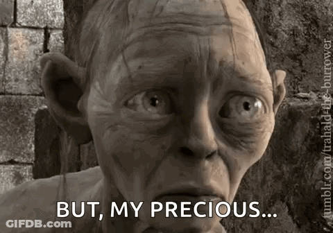 A Statue Of Gollum From The Lord Of The Rings Says " But My Precious " GIF