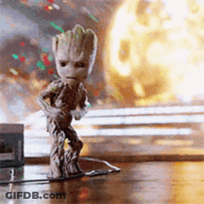 Groot Statue Standing Before Explosion GIF