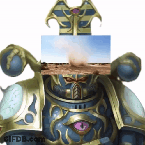 A Statue With A Picture Of A Desert On It GIF