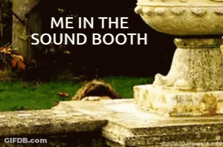 A Statue With The Words " Me In The Sound Booth " Written On It GIF