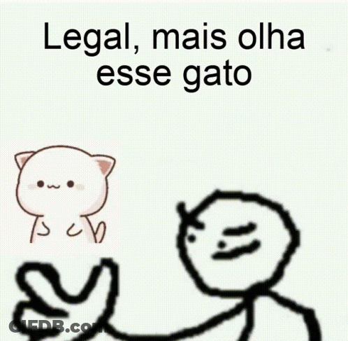A Stick Figure Is Giving A High Five To A Cat With The Words Legal Mais Olha Esse Gato GIF
