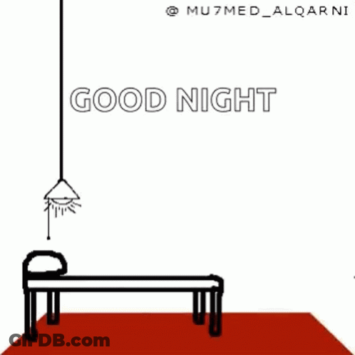 A Stick Figure Is Laying On A Bed With The Words Good Night Written On The Bottom GIF